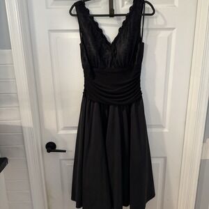 Jessica Howard Evenings Dress Women's Sz 14 Midi Black Sleeveless Classic Party